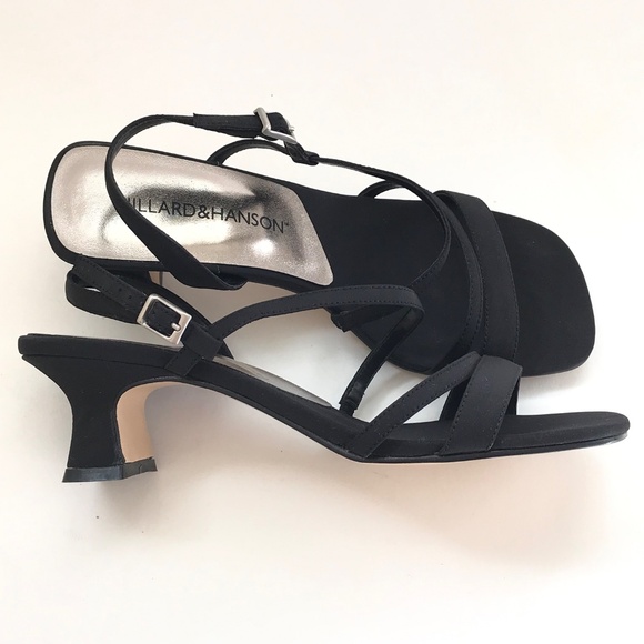 HILLARD & HANSON Kitten Heel Sandals Black Heels Women’s Size 6.5 - Picture 2 of 16